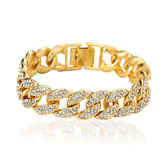 Iced-Out Gold Bracelet - Hip Hop Style