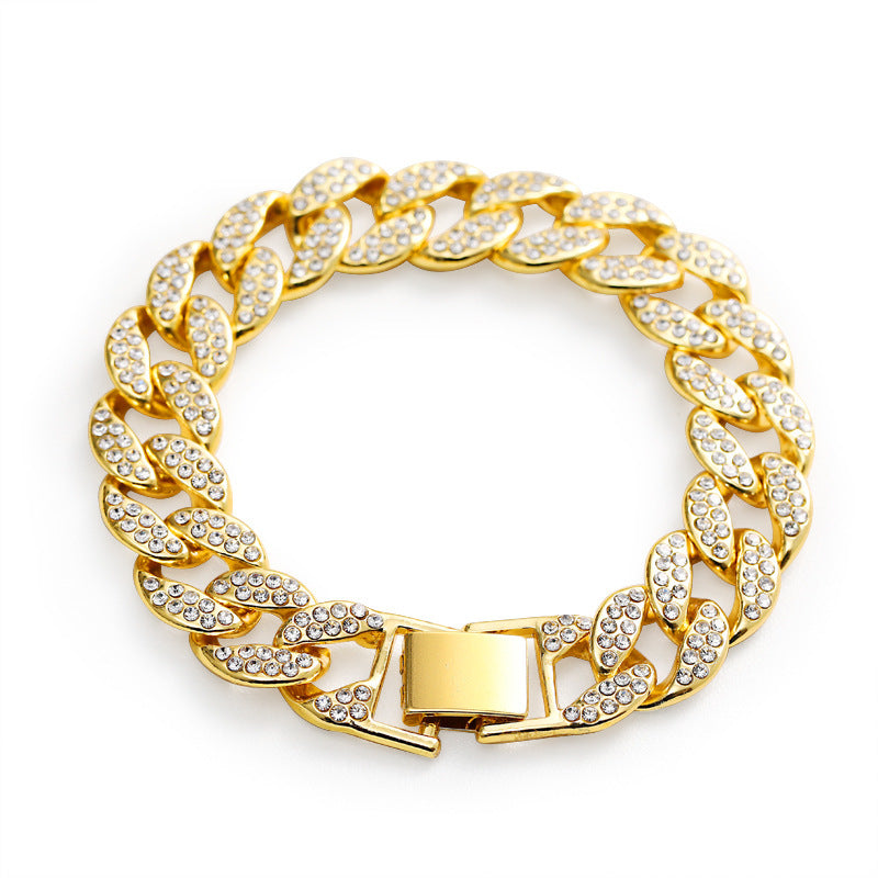 Iced-Out Gold Bracelet - Hip Hop Style