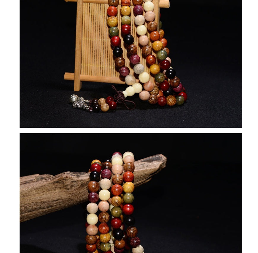 Colorful Beaded Mala Bracelet with Tassel Detail