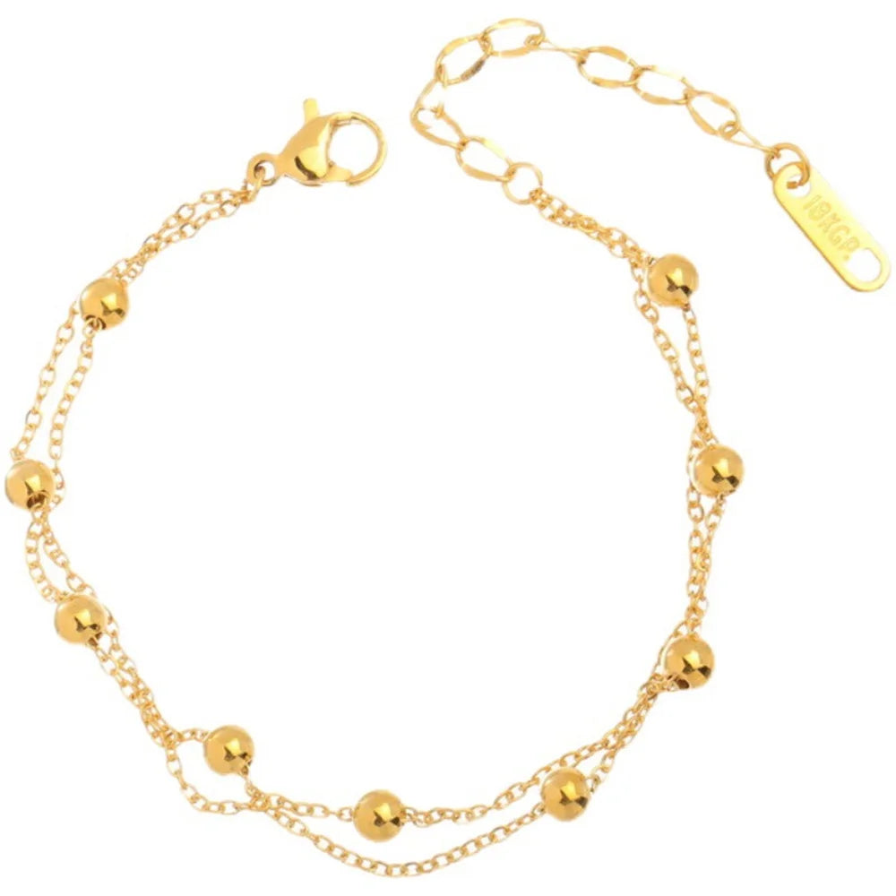 Gold Color Bead Anklet