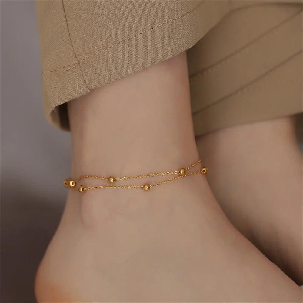 Gold Color Bead Anklet