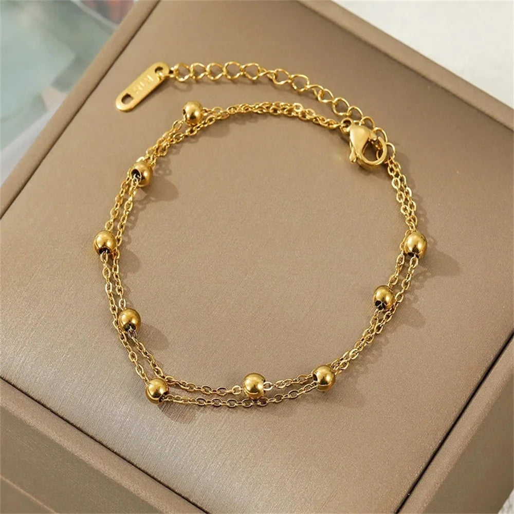 Gold Color Bead Anklet