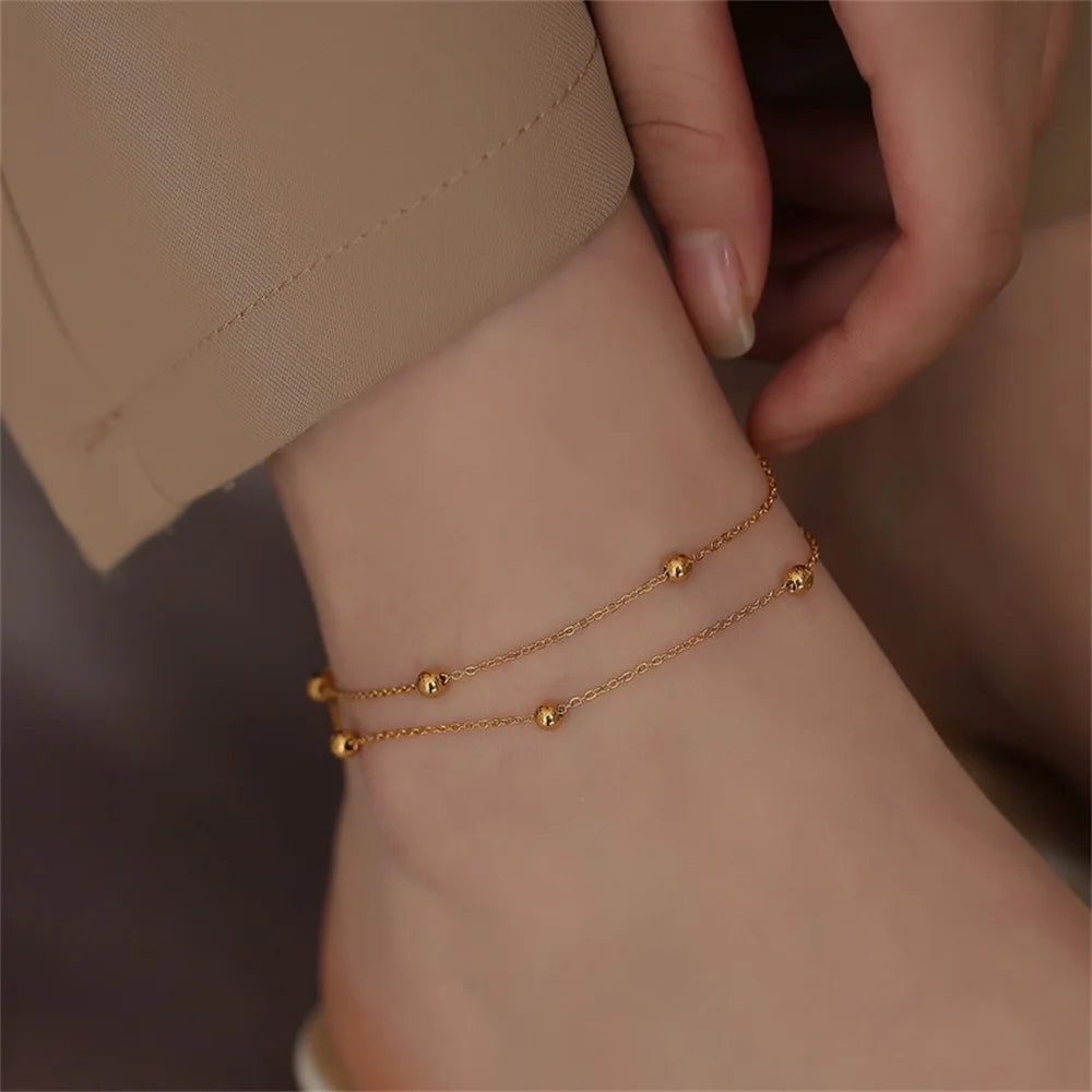 Gold Color Bead Anklet