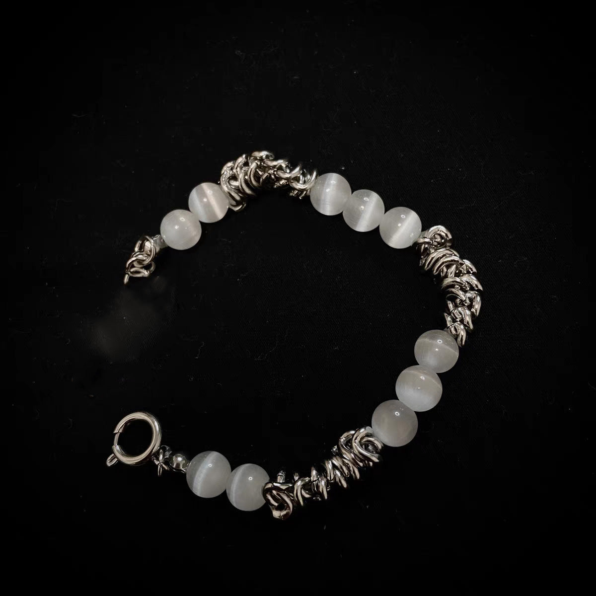 Stylish Chain Bracelet with White Beads | Modern Minimalist Design